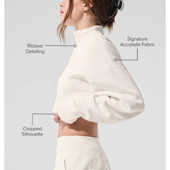 ALO Yoga Women's Cropped Serenity Coverup in Ivory Size M (NWT) - Picture 3 of 7